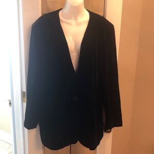 Vintage Elisabeth Liz Claiborne Black Velvet Printed Blazer